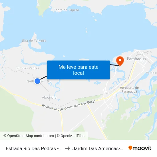 Estrada Rio Das Pedras - Km 19 to Jardim Das Américas-Curitiba map