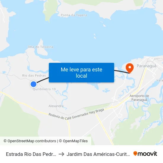 Estrada Rio Das Pedras to Jardim Das Américas-Curitiba map