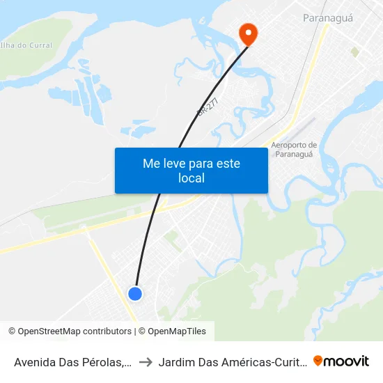 Avenida Das Pérolas, 15 to Jardim Das Américas-Curitiba map