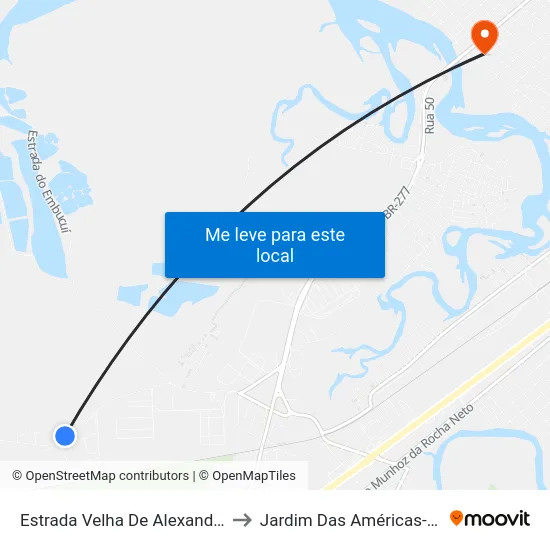 Estrada Velha De Alexandra, 1994 to Jardim Das Américas-Curitiba map