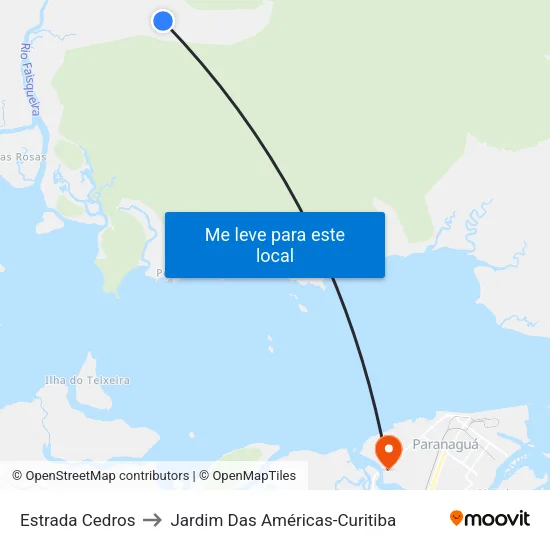 Estrada Cedros to Jardim Das Américas-Curitiba map