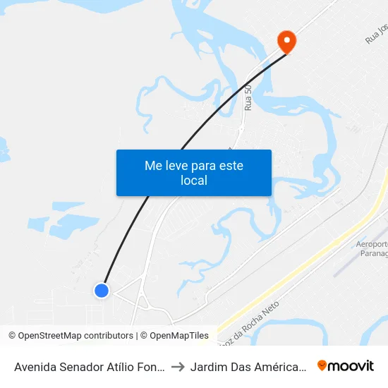 Avenida Senador Atílio Fontana, 1480 to Jardim Das Américas-Curitiba map