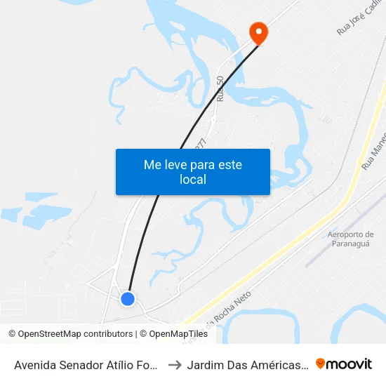 Avenida Senador Atílio Fontana, 700 to Jardim Das Américas-Curitiba map