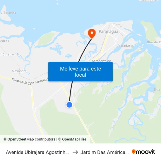 Avenida Ubirajara Agostinho Ramos, 56 to Jardim Das Américas-Curitiba map