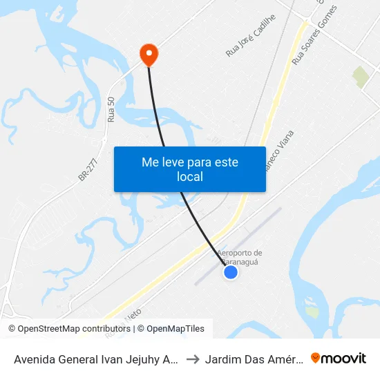 Avenida General Ivan Jejuhy Afonso Da Costa 999 to Jardim Das Américas-Curitiba map