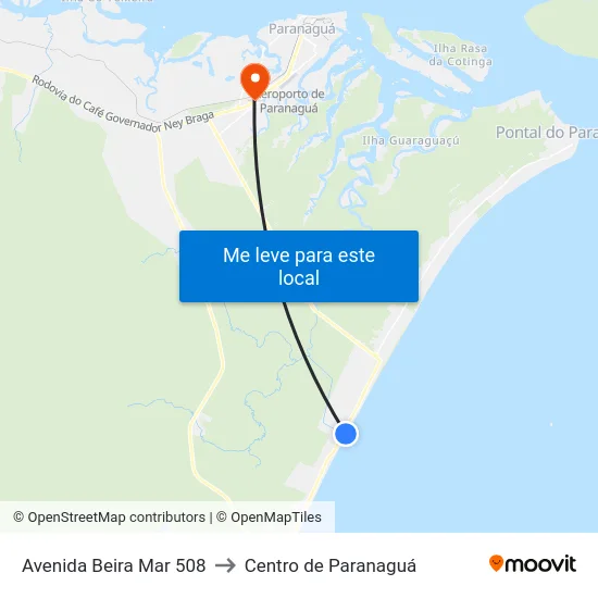 Avenida Beira Mar 508 to Centro de Paranaguá map