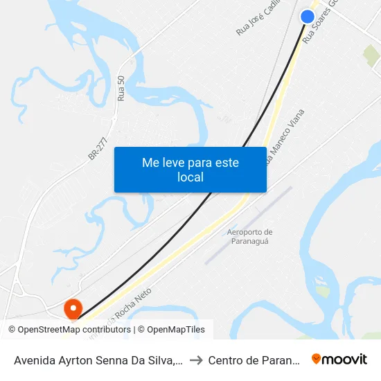 Avenida Ayrton Senna Da Silva, 1544 to Centro de Paranaguá map