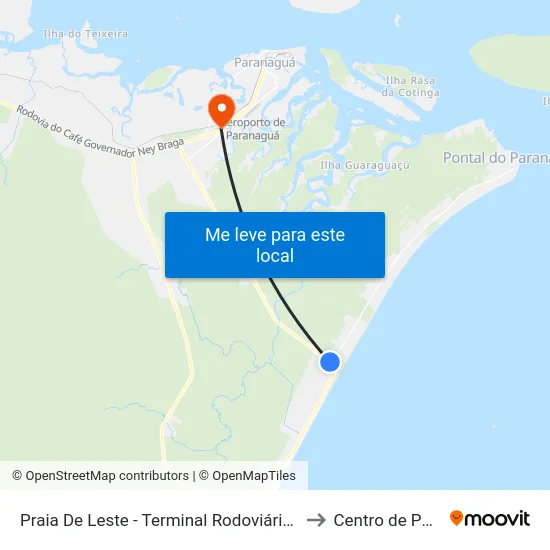 Praia De Leste - Terminal Rodoviário Pontal Do Paraná to Centro de Paranaguá map