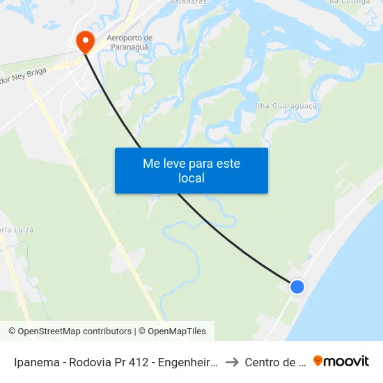 Ipanema - Rodovia Pr 412 - Engenheiro Darci Gomes De Morais, 5310 to Centro de Paranaguá map