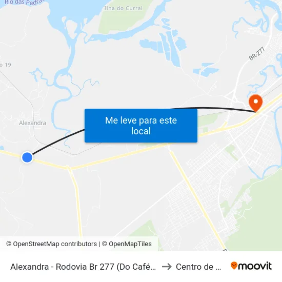 Alexandra - Rodovia Br 277 (Do Café - Governador Ney Braga) to Centro de Paranaguá map