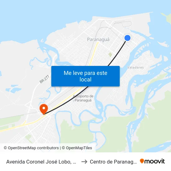Avenida Coronel José Lobo, 711 to Centro de Paranaguá map