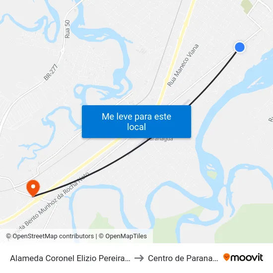 Alameda Coronel Elizio Pereira, 512 to Centro de Paranaguá map