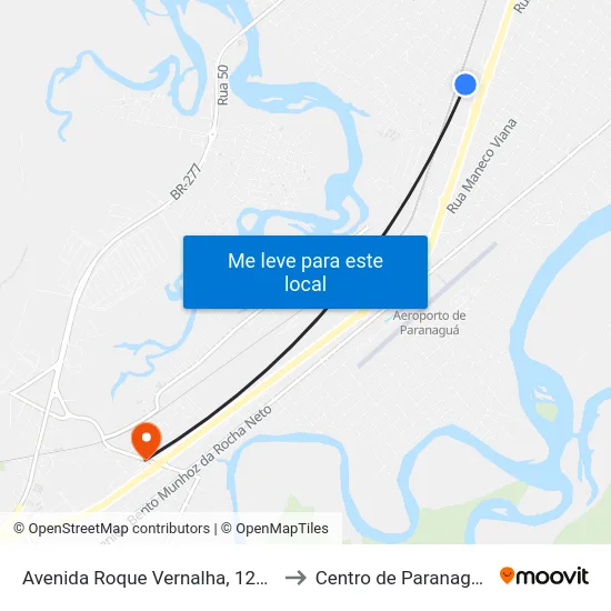 Avenida Roque Vernalha, 1227 to Centro de Paranaguá map
