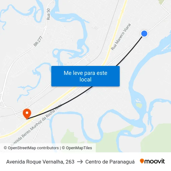Avenida Roque Vernalha, 263 to Centro de Paranaguá map