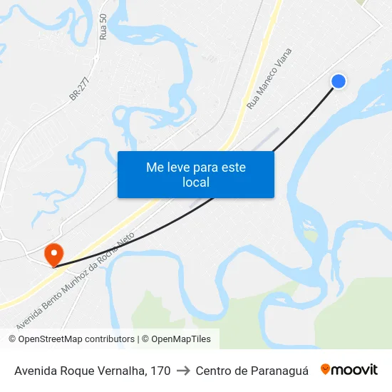 Avenida Roque Vernalha, 170 to Centro de Paranaguá map