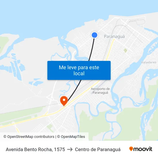 Avenida Bento Rocha, 1575 to Centro de Paranaguá map