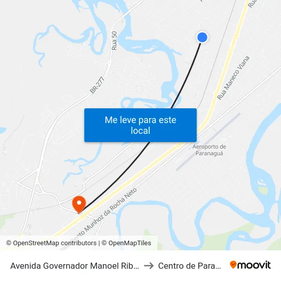 Avenida Governador Manoel Ribas, 2810 to Centro de Paranaguá map