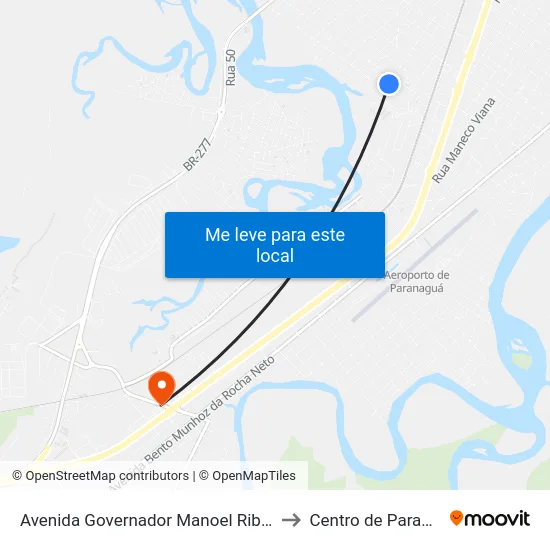 Avenida Governador Manoel Ribas, 3037 to Centro de Paranaguá map