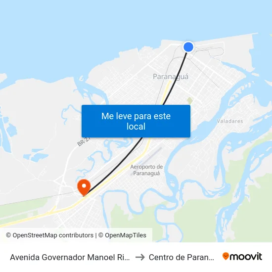 Avenida Governador Manoel Ribas, 2 to Centro de Paranaguá map