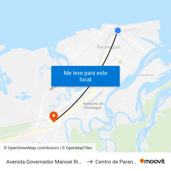 Avenida Governador Manoel Ribas, 152 to Centro de Paranaguá map