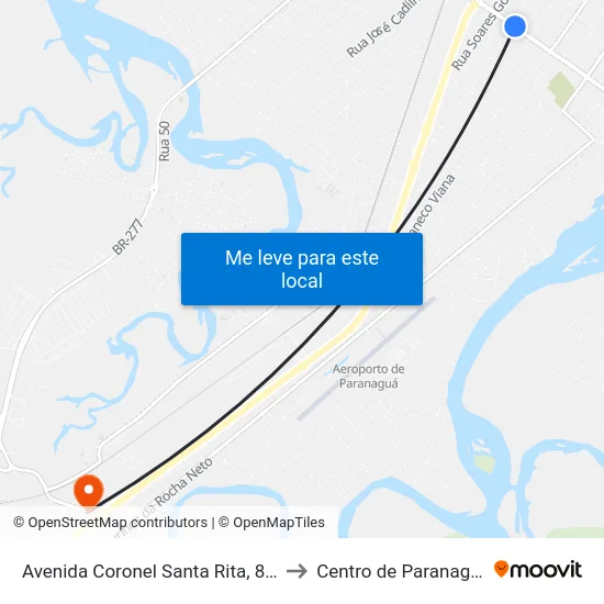 Avenida Coronel Santa Rita, 850 to Centro de Paranaguá map