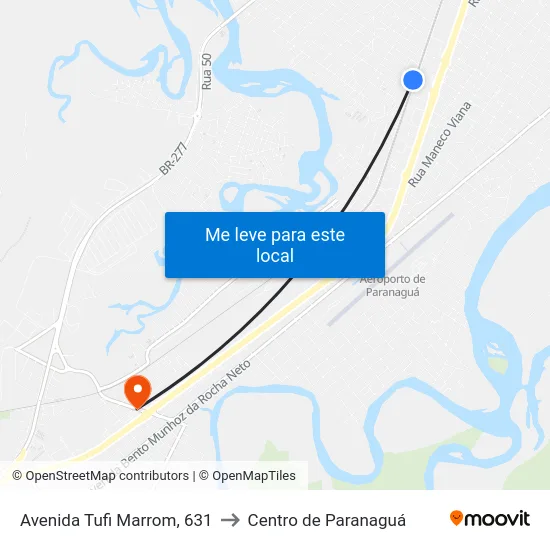 Avenida Tufi Marrom, 631 to Centro de Paranaguá map