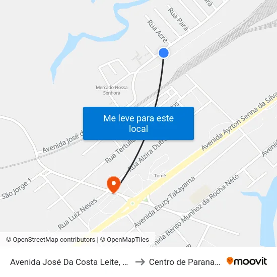 Avenida José Da Costa Leite, 1591 to Centro de Paranaguá map