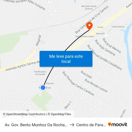 Av. Gov. Bento Munhoz Da Rocha Neto, 4888 to Centro de Paranaguá map