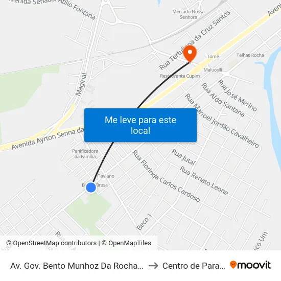 Av. Gov. Bento Munhoz Da Rocha Neto, 4919 to Centro de Paranaguá map