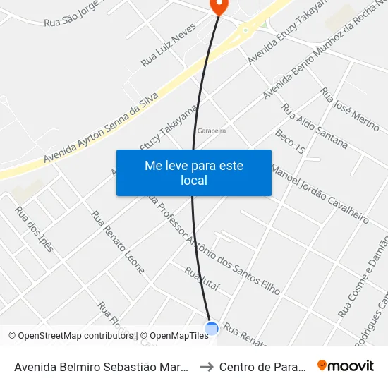 Avenida Belmiro Sebastião Marques, 993 to Centro de Paranaguá map