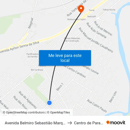 Avenida Belmiro Sebastião Marques, 1796 to Centro de Paranaguá map
