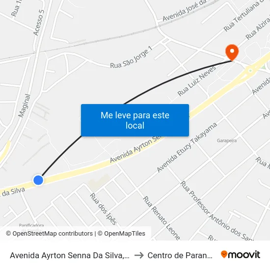 Avenida Ayrton Senna Da Silva, 7694 to Centro de Paranaguá map