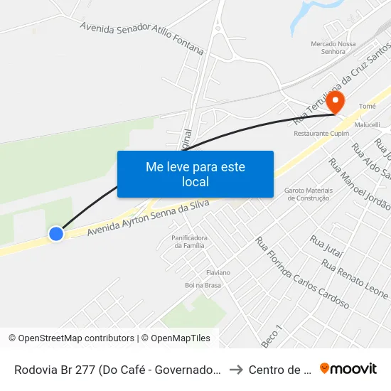 Rodovia Br 277 (Do Café - Governador Ney Braga) Posto Paranaguá to Centro de Paranaguá map