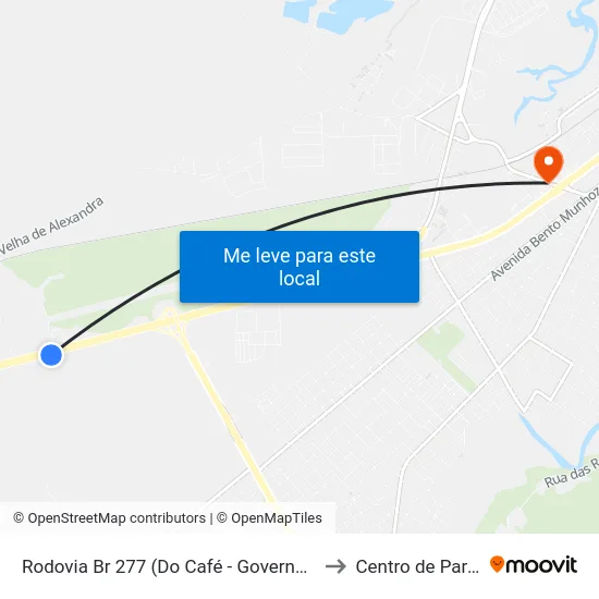 Rodovia Br 277 (Do Café - Governador Ney Braga) to Centro de Paranaguá map