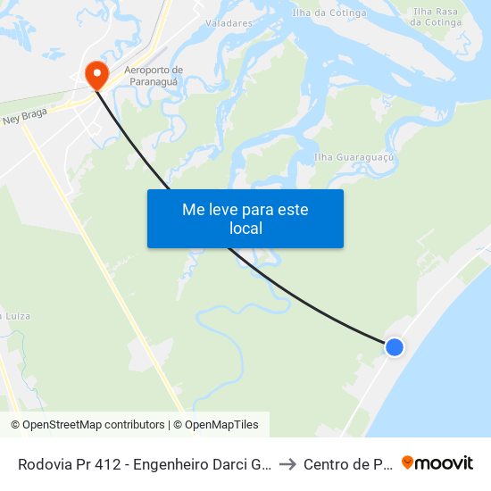 Rodovia Pr 412 - Engenheiro Darci Gomes De Morais, 7410 to Centro de Paranaguá map