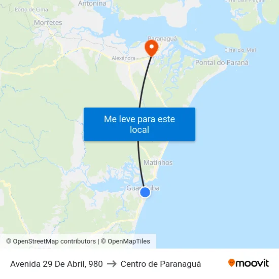 Avenida 29 De Abril, 980 to Centro de Paranaguá map
