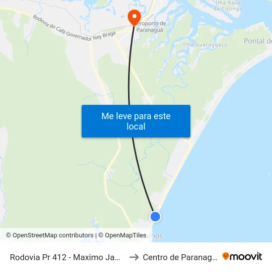 Rodovia Pr 412 - Maximo Jamur to Centro de Paranaguá map
