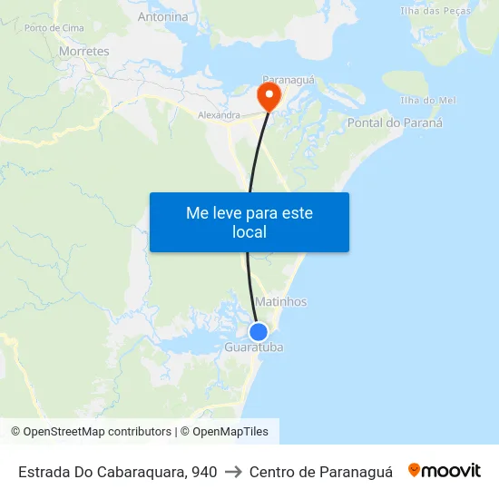 Estrada Do Cabaraquara, 940 to Centro de Paranaguá map