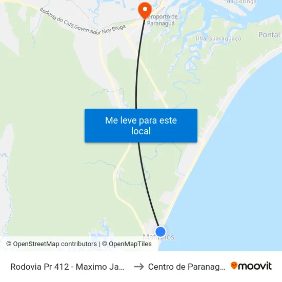 Rodovia Pr 412 - Maximo Jamur to Centro de Paranaguá map