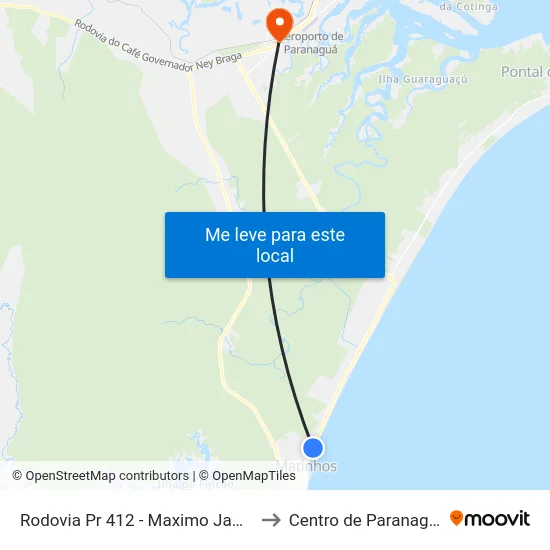 Rodovia Pr 412 - Maximo Jamur to Centro de Paranaguá map