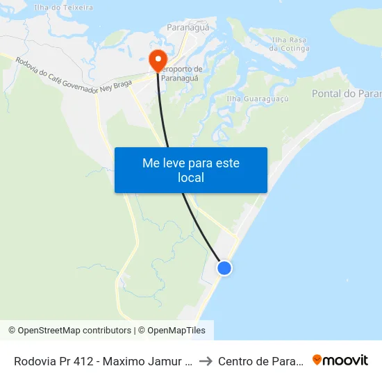 Rodovia Pr 412 - Maximo Jamur - Gaivotas to Centro de Paranaguá map