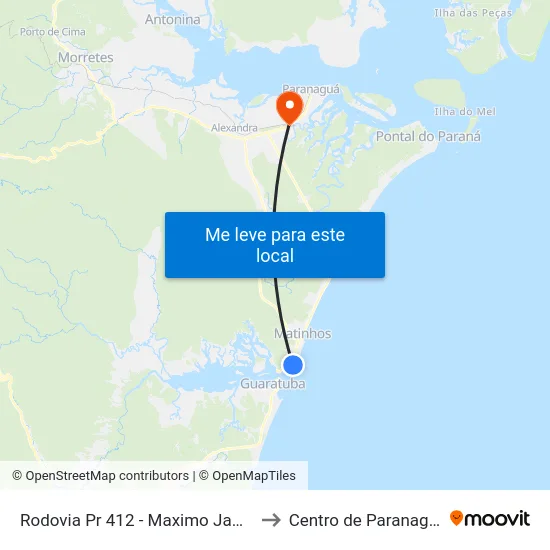 Rodovia Pr 412 - Maximo Jamur to Centro de Paranaguá map