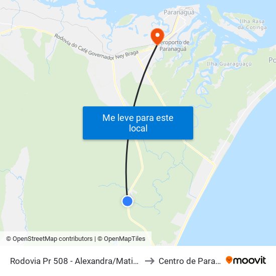 Rodovia Pr 508 - Alexandra/Matinhos, 1622 to Centro de Paranaguá map