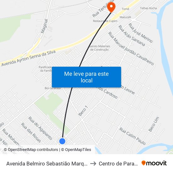 Avenida Belmiro Sebastião Marques, 1991 to Centro de Paranaguá map