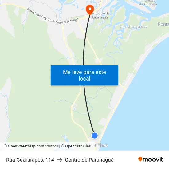 Rua Guararapes, 114 to Centro de Paranaguá map