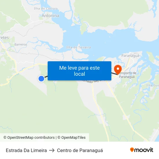 Estrada Da Limeira to Centro de Paranaguá map