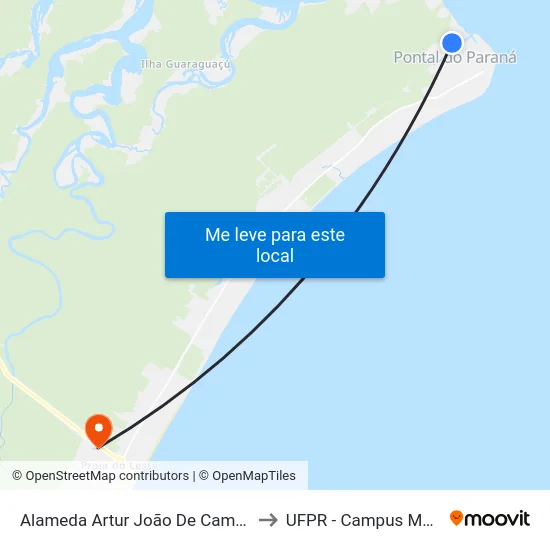 Alameda Artur João De Campos 503 to UFPR - Campus Marissol map