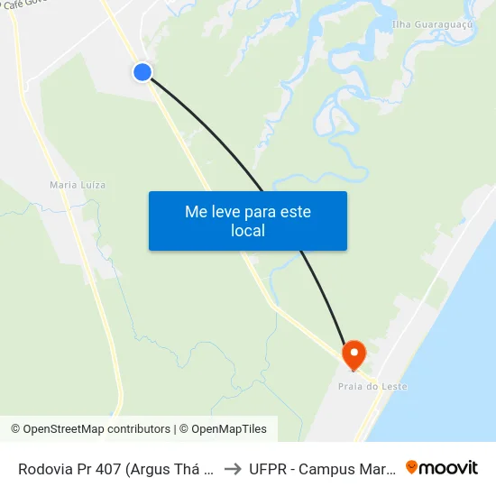 Rodovia Pr 407 (Argus Thá Heyn) to UFPR - Campus Marissol map