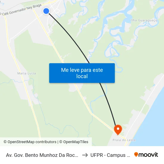 Av. Gov. Bento Munhoz Da Rocha Neto, 5611 to UFPR - Campus Marissol map