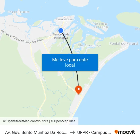 Av. Gov. Bento Munhoz Da Rocha Neto, 1046 to UFPR - Campus Marissol map